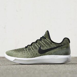 NIKE LunarEpic Low Flyknit 2 Running Shoes Size 8 Palm Green Black Vapor Green